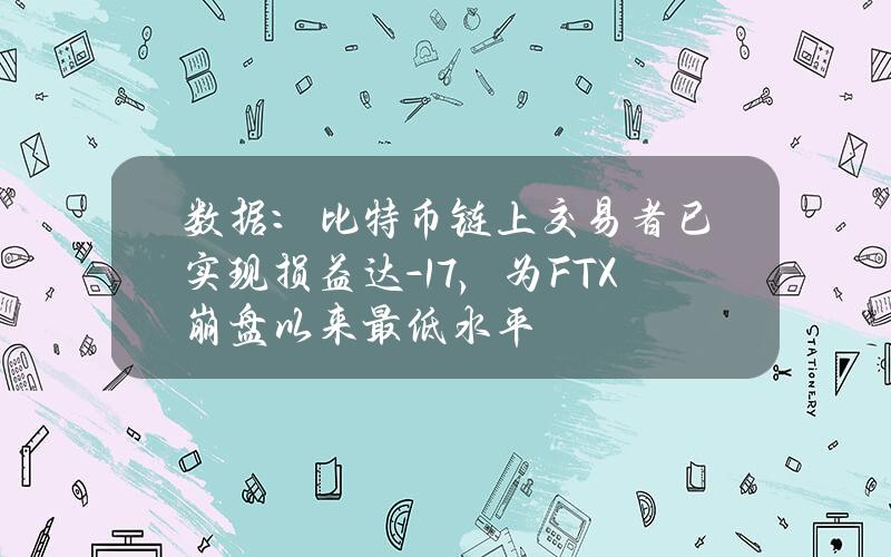 數據：比特幣鏈上交易者已實現損益達-17%，爲FTX崩磐以來最低水平