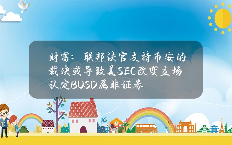 財富：聯邦法官支持幣安的裁決或導致美SEC改變立場認定BUSD屬非証券