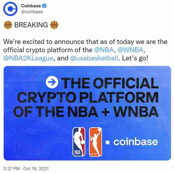 Coinbase成爲NBA、WNBA、美國籃球的獨家加密貨幣平台